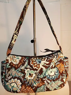 Vera Bradley JAVA BLUE Single Handle Handbag Floral Brown Purse Turquoise Zip  • $15.99
