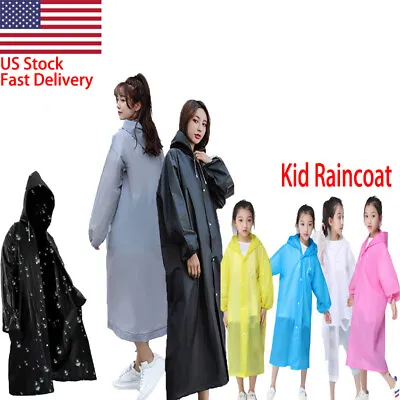 Women Men Adults Kid Waterproof Jacket Raincoat Rain Coat Hooded Poncho Rainwear • $6.64