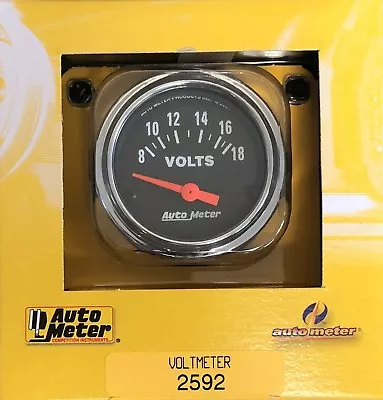 Auto Meter 2592 Traditional Chrome Voltmeter Gauge 2 1/16  (52 Mm)  8 - 18 Volts • $62.19