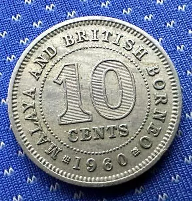 1960 Malaysia British Borneo 10 Cents Coin XF AU      #M624 • $13.81