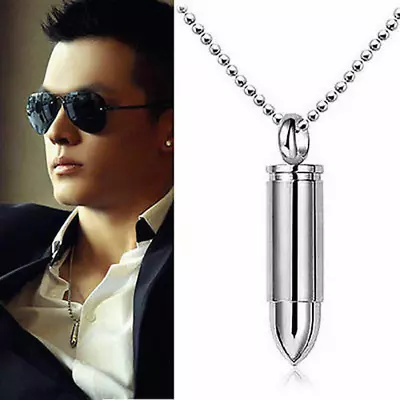 Bullet Urn Necklaces For Ashes Stainless Steel Cremation Jewelry Memorial Chain • $8.99