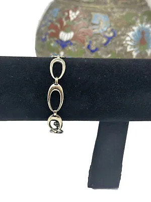 Sterling Silver And 14k Gold Vintage Symmetalic   Link Bracelet 7.8  Inch • $45