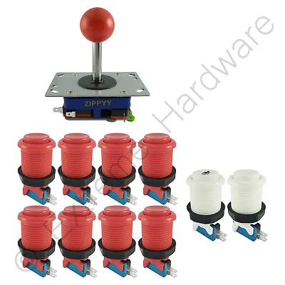 £17.99 • Buy 1 Player Arcade Control Kit 1 Ball Top Joystick 10 Buttons Red JAMMA MAME Pi