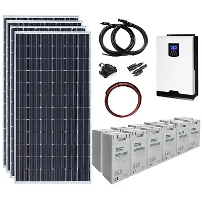 1.4kW 24V Complete Off-grid System: 4 X 360W Solar Panels 3kW Hybrid Inverter • £3199.99
