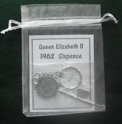 £2.95 • Buy 1962 60th Birthday Lucky Sixpence Souvenir Keyring On Card Free Gift Bag Present