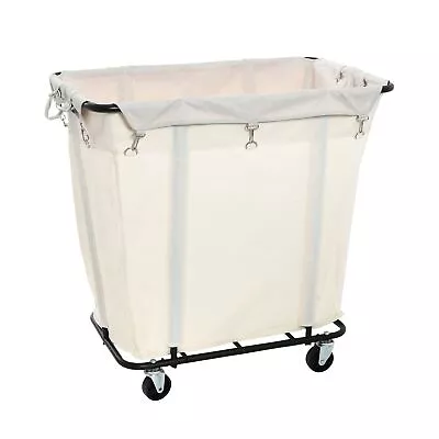 Commercial Laundry Cart With Rolling Caster Wheels Natural Canvas Liner With... • $98.16