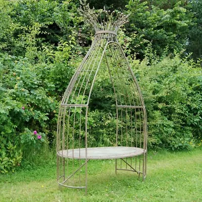 Metal Garden Arch Shabby Chic Pergolas And Bench Rust Garden Arbour With Bench • £299.99