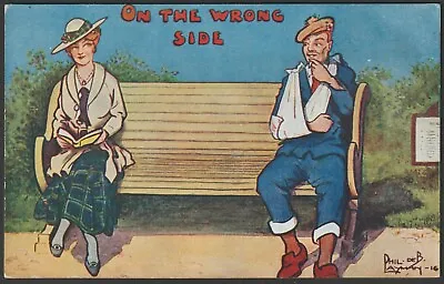 £4.95 • Buy WW1 Phil May Comic  Postcard  On The Wrong Side 