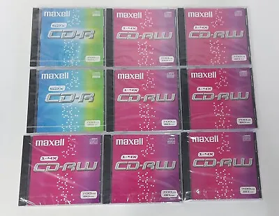 9x Maxell Music CD-RW & CD-R With Jewel Cases Audio CD's 700mb 80 Min Sealed • £10.99