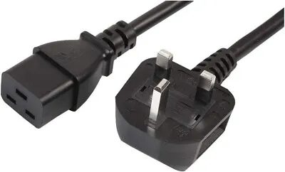 2M C19 Power Cable UK Plug To IEC 320 Cord Lead HO5VV-F 3G1.5mm² Approved • £10.95