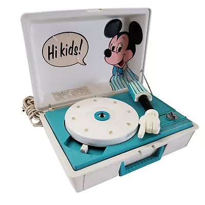 General Electric Mickey Mouse Suitcase Record Player Turntable Hi Kids! RP 3122B • $14.95