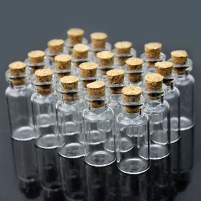 £4.79 • Buy 50x Mini Empty Glass Bottles Wishing Bottles Pendant Vials Jars + Cork Stopper