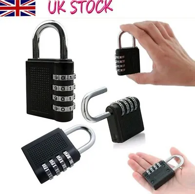 4 Digit Combination Padlock Heavy Duty Outdoor Lock Gym Travel Luggage Locker • £3.99