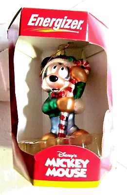 Vintage 5  Disney Mickey Mouse Blown Glass Christmas Ornament Energizer 2000 • $9.99