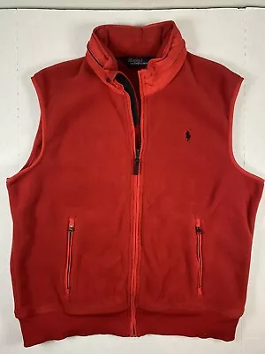 Polo By Ralph Lauren Men's Vest Fleece Red Store Away Hood VTG 2XL Rare • $41.65