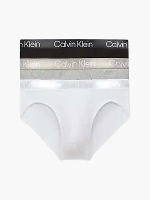 Calvin Klein 3 Pack Briefs - Modern Structure - Black/Grey/White • £41.49