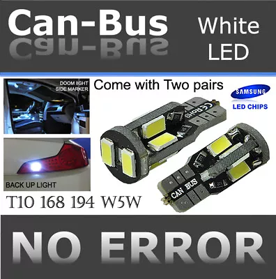 X2 Pcs Canbus Samsung 10 LED Chips T10 White Replaces License Plate Bulbs H115 • $9.99