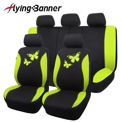 Butterfly Universal Car Seat Covers Set Rear Split Black Green Car Accessories • $39.99