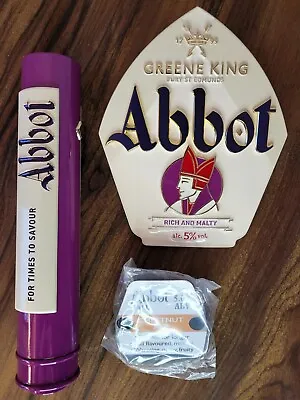 Abbot Ale Greene King Metal Pump Clip And Metal Hand Pull Handle Set Badge NEW • £25