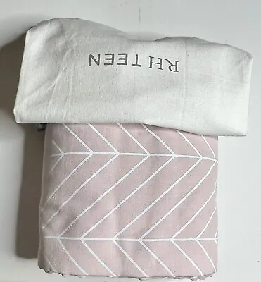 Restoration Hardware Teen Chevron Cotton-Linen Duvet Cover Full/Queen Rose $179 • $99.99