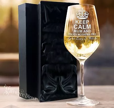 Personalised Engraved Mothers Day 360ml Wine Glass Gift Box Option Present Nan • $19.99