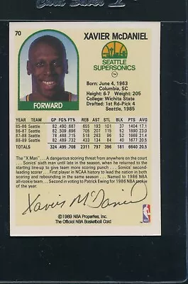 1989-90 Hoops #70 Xavier McDaniel Super Sonics Signed Auto *A4385 • $6