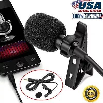 Clip On Lapel Microphone Hands Free Wired Condenser Pro Lavalier Mic 3.5mm ASMR • $4.99