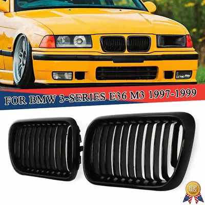 Front Hood Kidney Grill Grille For BMW 3Series E36 M3 96-99 Gloss Black Facelift • $32.98