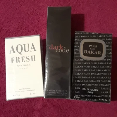 $29.99 • Buy Cologne Aqua Fresh Designer Impression 3.4 Fl.oz / Dakar / Dark Code / Set Of 3