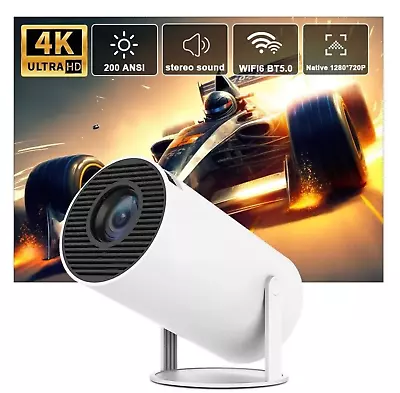 5G 4K Projector Smart HD LED WiFi Bluetooth HDMI USB Android Office Home Theater • £67.99