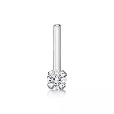 0.025 Carat Genuine Diamond L-Shape Nose Ring In 14K White Gold - 22 Gauge • $44.99