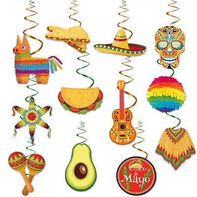 Mexican Fiesta Mexico Party Theme Cinco De Mayo Whirls Swirls Hanging Decoration • £10.89