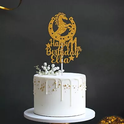 Personalised Horse Shoe Cake Topper Animal Lover Stallion Toppers Decoration UK • £2.97