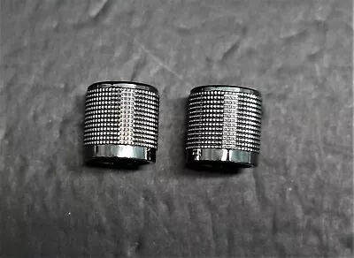 2 Ibanez Metal Knurled COSMO FLAT HEAD Black Chrome Guitar Knobs Push On FOR Q52 • $8.99