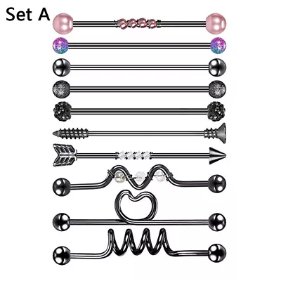 14G Stainless Steel Industrial Piercing Kit 38mm Long Industrial Earring Jewelry • $8.39