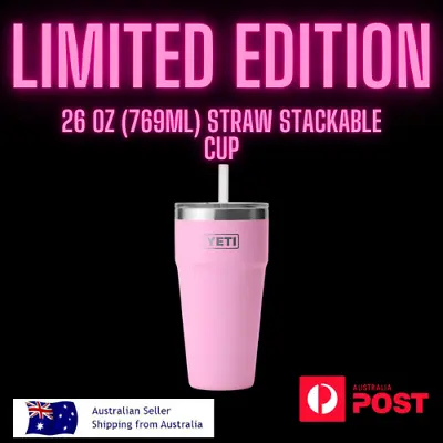 Yeti Rambler 769ml Straw Stackable Cup Power Pink Limited Edition New • $95.01