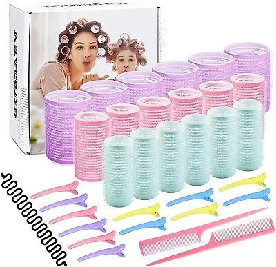 Hair Rollers Set 18 Hair Rollers For Long Hair 25mm 30mm 44mm Curlers • £9.39