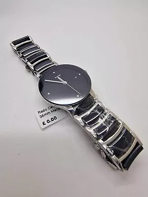 Rado Centrix Mens Watch Ceramic Black Silver 4 Diamonds. R30934712. Serviced. • £900