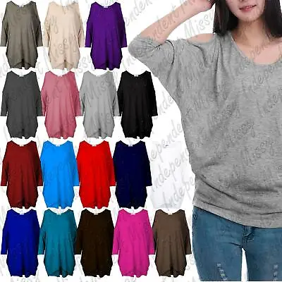 £6.99 • Buy Womens Ladies Cut Out Cold Shoulder Batwing Long Top Tunic Loose Baggy Oversize