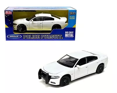 1/24 Welly 2016 Dodge Charger Police Pursuit Car Diecast Plain White 24079 P-WWH • $15.15