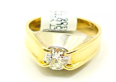 Genuine Solid 18ct Yellow Gold Round Cut .61ct Diamond Mens Ring 8.8g Val$8235 • $620