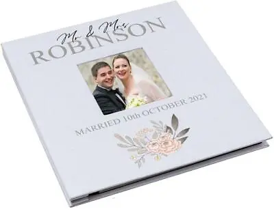 Personalised Large Wedding Photo Album Linen Self Hardcover Flower Design LLPA-2 • £24.99