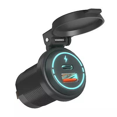 £16.67 • Buy USB Type C Fast Car Charger Socket Power Outlet Adapter LED Light Waterproof