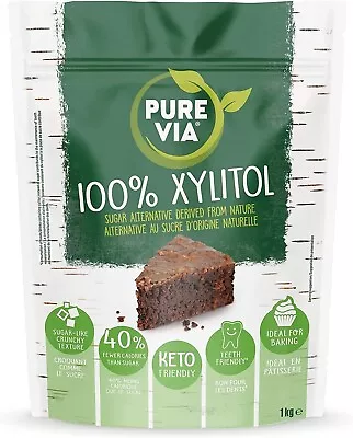 Pure Via 100% Xylitol | Non-GMO Certified | 1kg Bag | Plant Based Sugar • £8.80