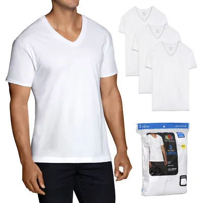 Fruit Of The Loom Men's 3 Pack Casual Wear Dual Defense Tag-Free V Neck T Shirts • $17.88