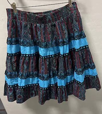 Blue Multi Color Square Dance Skirt Square Up Fashions Size P Style 7711 • $19.85