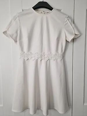 Miss Selfridge Womens Mini Dress Size 8 Petite Short Sleeve Ivory Af • $8.70