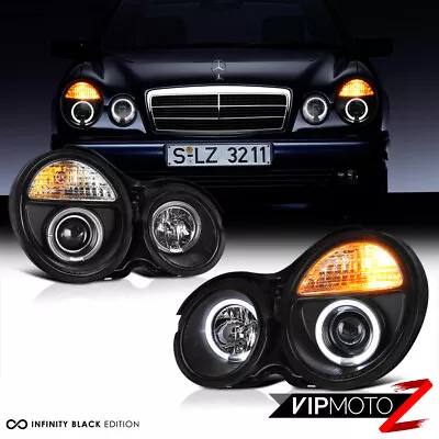 2000-2002 W210 E-CLASS Black LH+RH HaLo Projector Headlight Corner Signal Lamps • $206.43