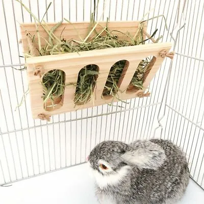 £11.92 • Buy Wooden Rabbit Hay Rack Manger Multi-Functional Manger Grass Holder Hamster Bowl.