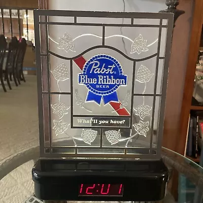 Pabst Blue Ribbon Lighted Sign And Digital Clock. • $84